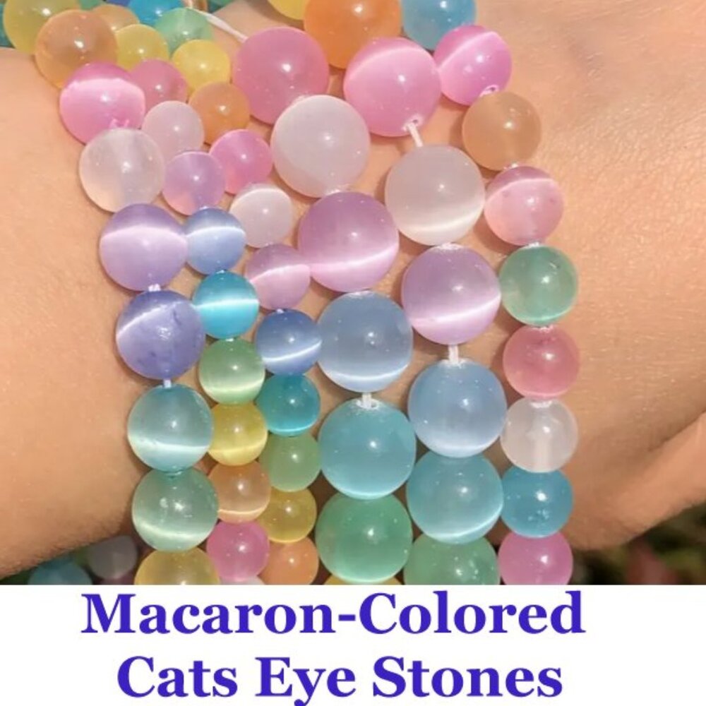 Macaron-Colored Cat's Eye Beads 8mm